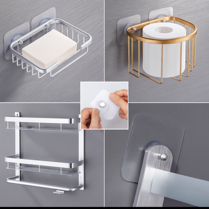 Set 2 cârlige autoadezive transparente cu șurub metalic pentru perete [2]