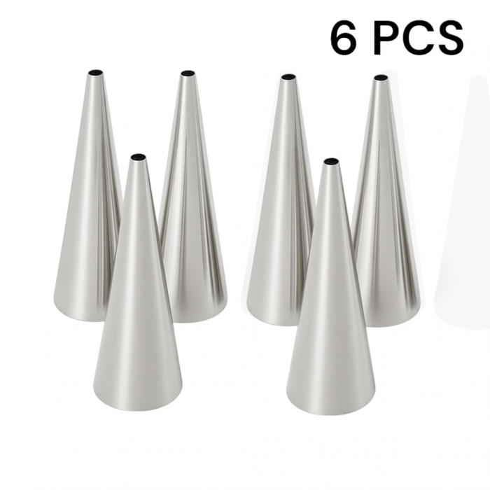 Set 6 forme conice inox pentru cornete patiserie cofetărie reutilizabile [1]