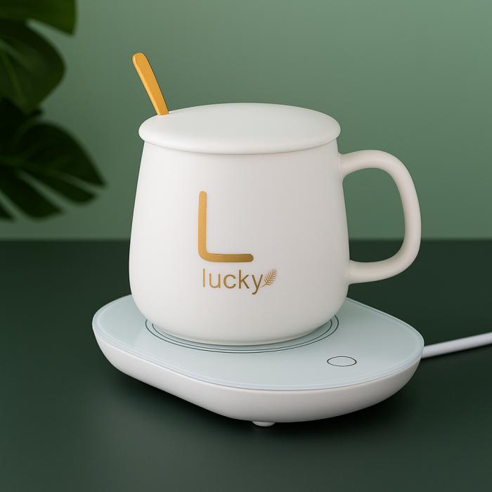 Set cană ceramică 400 ml cu capac, linguriță și plăcuță electrică pentru menținerea temperaturii [5]