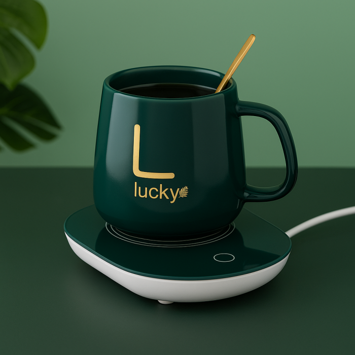 Set cană ceramică 400 ml cu capac, linguriță și plăcuță electrică pentru menținerea temperaturii [3]