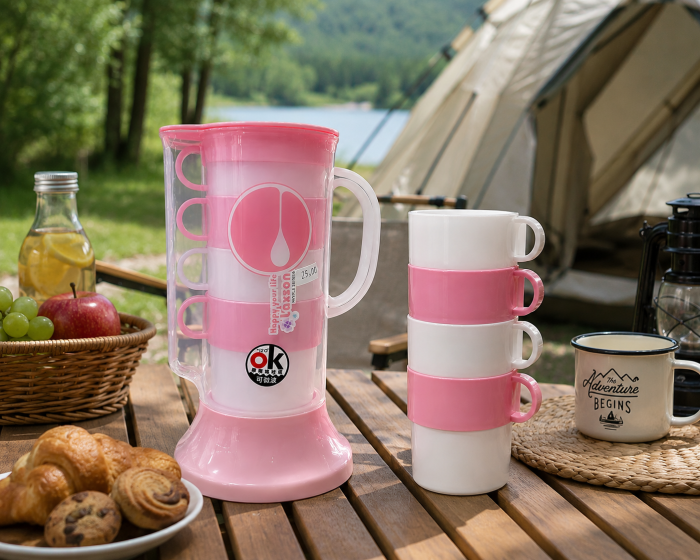 set-carafa-cu-4-cani-pentru-cafea-si-ceai-roz-alb [3]