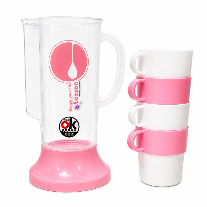 set-carafa-cu-4-cani-pentru-cafea-si-ceai-roz-alb [5]