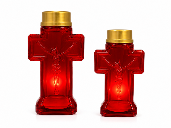 Candelă electrică tip cruce roșie 150 zile 12 cm și 18 cm [1]