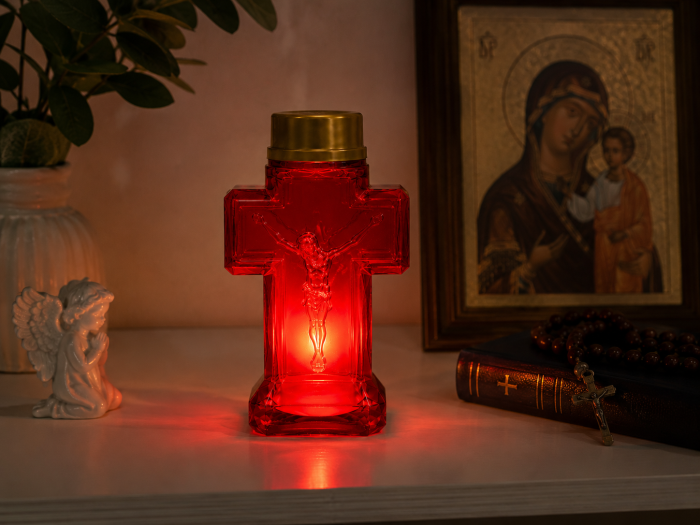 Candelă electrică tip cruce roșie 150 zile 12 cm și 18 cm [3]