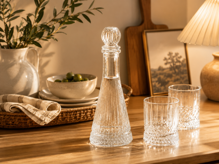Sticlă decorativă din sticlă cu dop pentru servire băuturi [2]