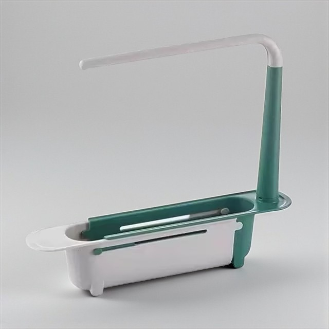 Suport extensibil pentru chiuvetă cu bară lavete și compartimente organizare [5]