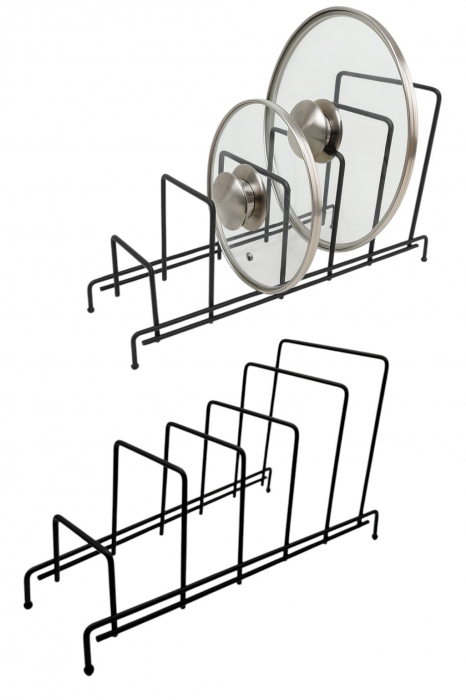 Suport metalic negru pentru capace și tăvi cu 5 sloturi [1]