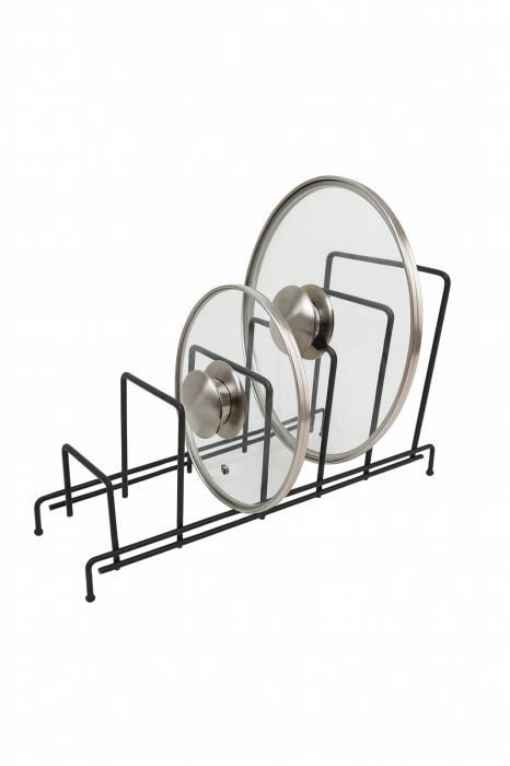 Suport metalic negru pentru capace și tăvi cu 5 sloturi [4]