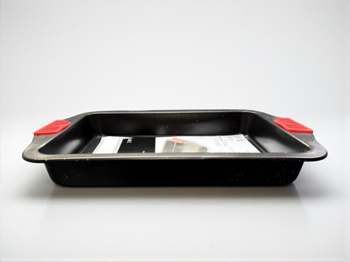 Tavă cuptor 39x26 cm antiaderentă cu mânere silicon roșii pentru fripturi și lasagna [2]