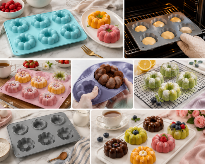 Tavă din silicon cu 6 forme floare pentru mousse și deserturi [4]