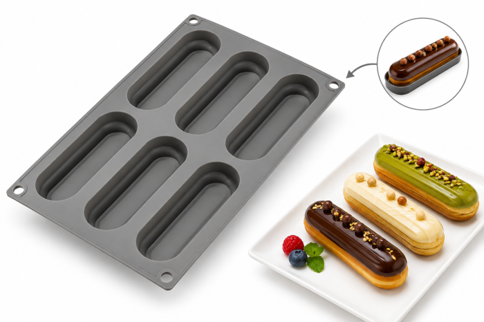 Tavă din silicon cu 6 forme pentru eclere și deserturi [5]