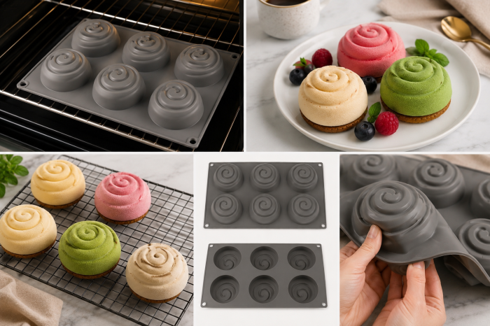 Tavă din silicon cu 6 forme spirală pentru mousse și deserturi [5]