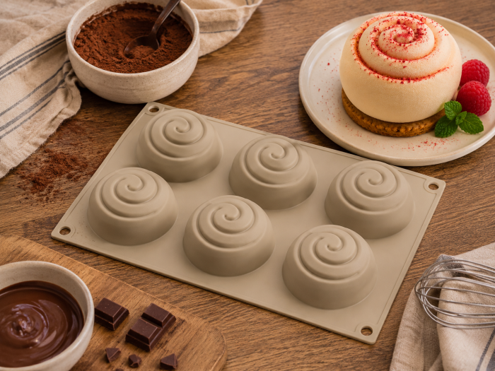 Tavă din silicon cu 6 forme spirală pentru mousse și deserturi [2]