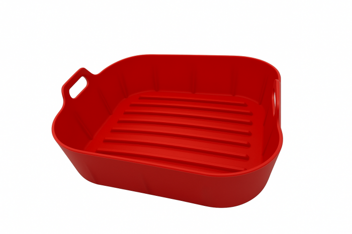 Tavă din silicon roșu antiaderentă pentru Air Fryer reutilizabilă [2]