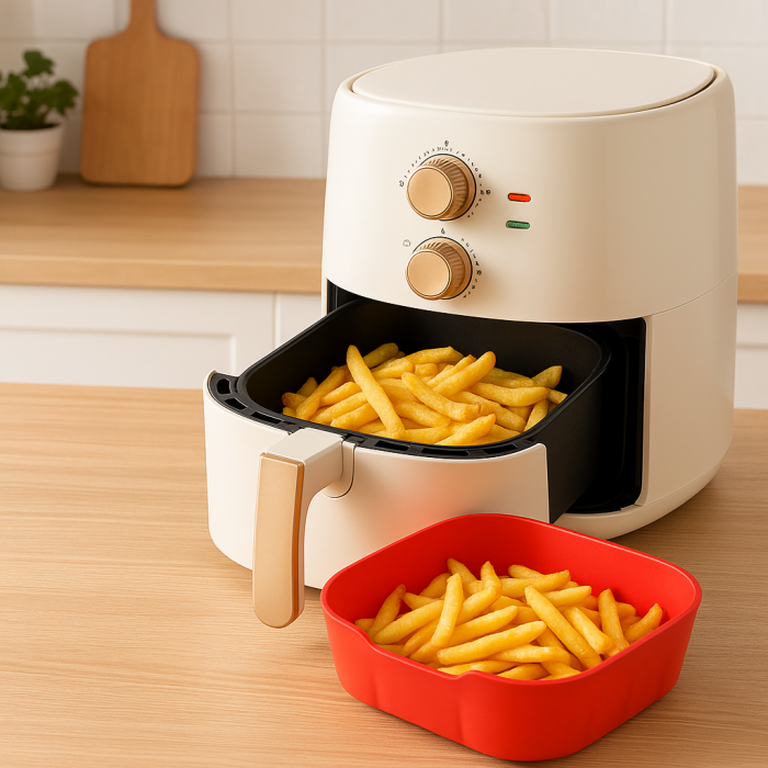 Tavă din silicon roșu antiaderentă pentru Air Fryer reutilizabilă [4]