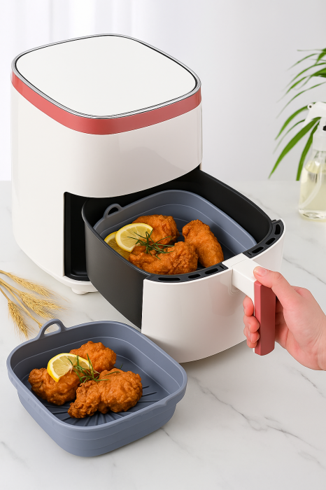 Tavă silicon pentru air fryer – reutilizabilă, antiaderentă, pătrată [2]