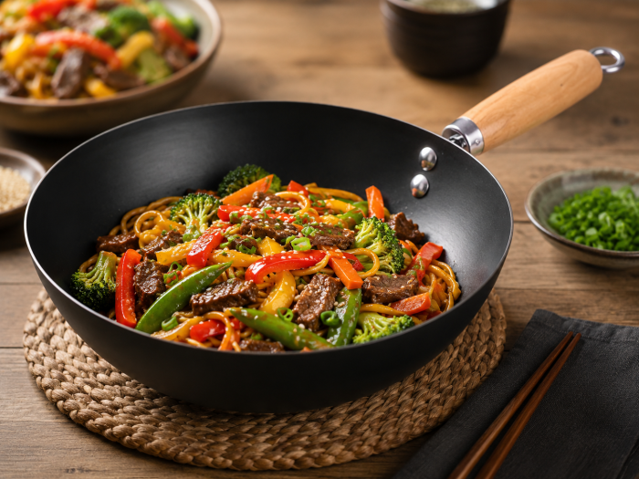 Tigaie Wok antiaderentă cu mâner din lemn 20 cm / 24 cm [2]