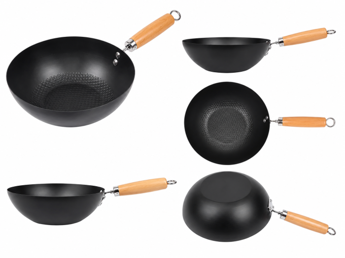 Tigaie Wok antiaderentă cu mâner din lemn 20 cm / 24 cm [3]