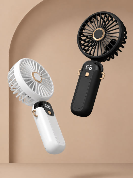 Ventilator Portabil Reîncărcabil cu Suport Telefon și Afișaj Digital [5]