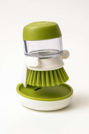 Casă şi grădină - Perie de Vase cu Dozator Detergent și Suport – Curățare Eficientă 360°, Peri Rezistenți