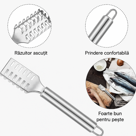 Răzuitor solzi pește inox 20 cm ustensilă bucătărie profesională [2]