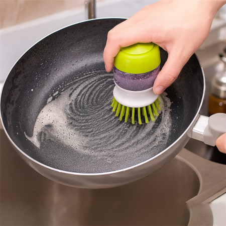 Perie de Vase cu Dozator Detergent și Suport – Curățare Eficientă 360°, Peri Rezistenți [2]