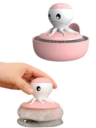 Casă şi grădină - Burete vase cu recipient detergent în formă de caracatiță și suport cu ventuză