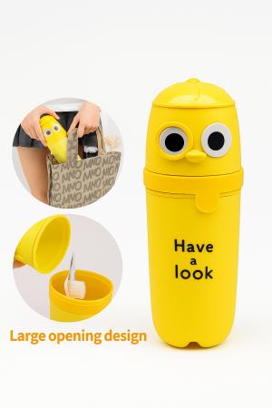 Suport portabil pentru periuță și pastă de dinți în formă de pui galben [2]