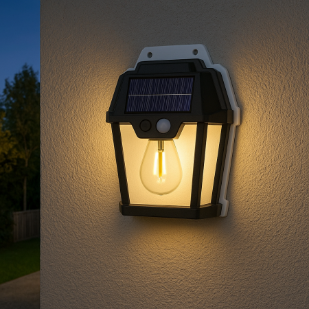 Lampă solară 18W cu senzor mișcare design clasic felinar iluminat exterior [2]