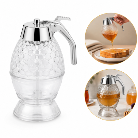 Bucătărie - Dozator pentru Miere din Plastic Transparent cu Sistem Anti-Picurare
