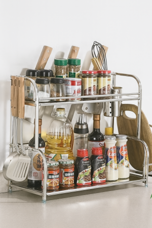 Organizator inox pe 2 niveluri cu suport pentru cuțite și tocător [2]