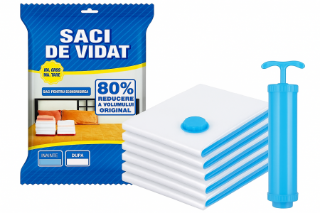 Casă şi grădină - Set 5 saci vacuumabili cu pompă manuală pentru depozitare haine și lenjerii