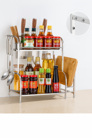 Organizator inox pe 2 niveluri cu suport pentru cuțite și tocător [3]