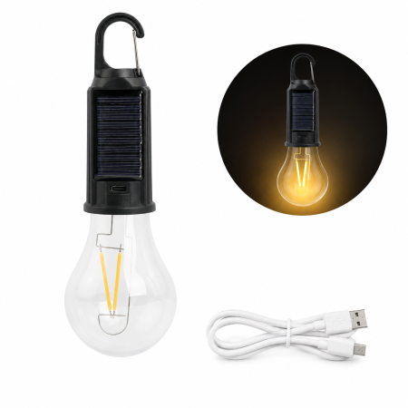 Produse de Sezon - Lampă Solară LED Camping cu Încărcare USB-C și Cârlig pentru Agățare