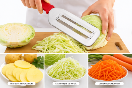 Feliator manual din inox pentru varză și legume cu lamă dublă [2]