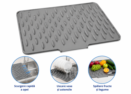 Depozitare și organizare - Suport de uscare din silicon pentru vase și fructe 40x32,5 cm