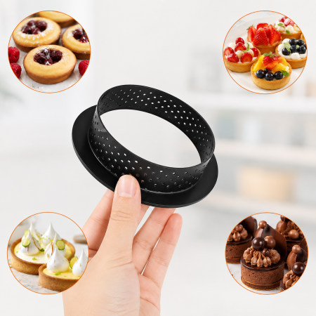 Set 6 forme perforate pentru tarte Ø80 x 20 mm din material termoplastic compozit [1]