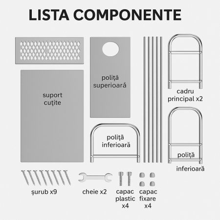 Organizator inox pe 2 niveluri cu suport pentru cuțite și tocător [4]