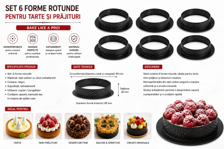 Set 6 forme perforate pentru tarte Ø80 x 20 mm din material termoplastic compozit [2]