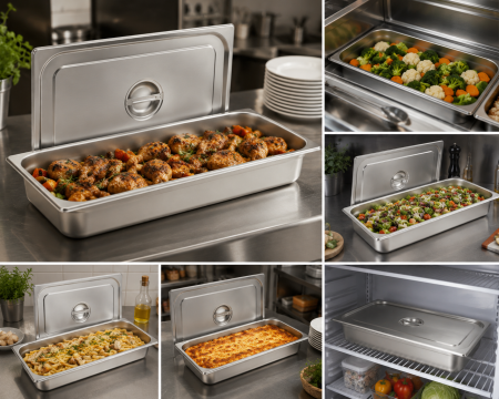 Tavă Gastronorm GN 1/1 din inox cu capac 53x33x10 cm [3]