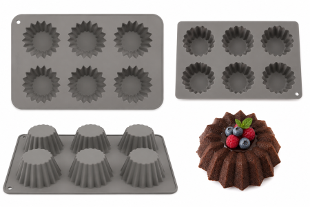 Cofetărie și patiserie - Tavă din silicon cu 6 forme pentru mini checuri și prăjituri