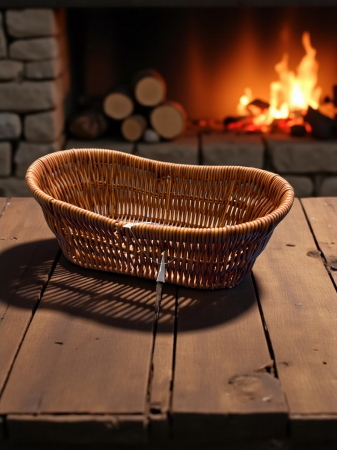 Coș oval pâine fructe patiserie aspect ratan rustic decorativ [3]