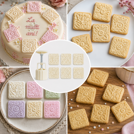 Set presă decorativă pentru biscuiți și fondant – 6 modele florale [3]