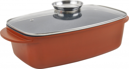 Tavă pentru cuptor Grunberg GR1007 aluminiu turnat 5L cu capac sticlă [2]