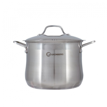 Oală din inox Grunberg GR3120 cu diametrul de 20 cm și capacitate de 5.7 L, ideală pentru gătitul zilnic al ciorbelor, supelor, pastelor și altor preparate consistente. Fabricată din inox de calitate superioară, cu bază încapsulată pentru distribuție uniformă a căldurii, asigură o gătire rapidă și eficientă. Prevăzută cu capac din inox rezistent care păstrează aromele și nutrienții. Compatibilă cu plite pe gaz și electrice, având un design modern și elegant, perfect pentru orice bucătărie. [3]
