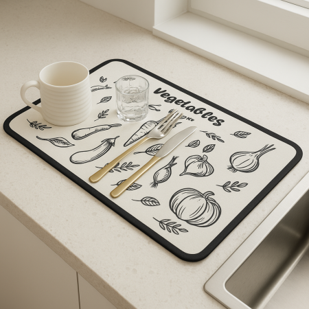 Covoraș absorbant vase bucătărie, microfibră, design legume [4]