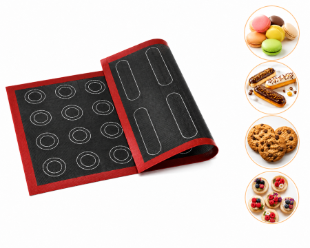 Noutăți - Planșă de copt din silicon 2 în 1 pentru macarons și eclere 40x30 cm
