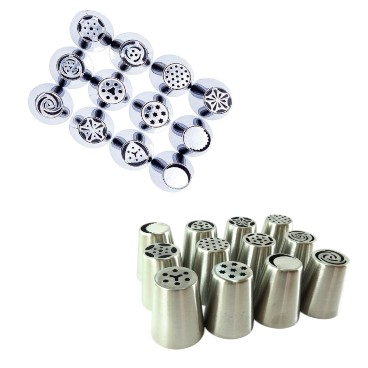 Cofetărie și patiserie - Set 12 duiuri mari din inox pentru decorat torturi și prăjituri