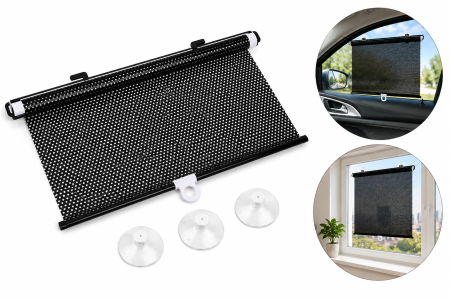 Produse de Sezon - Rulou parasolar retractabil cu ventuze pentru geam auto și casă 45-58-68x125 cm