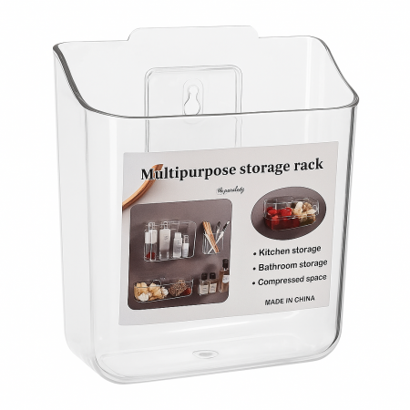 Depozitare și organizare - Suport autoadeziv multifuncțional din plastic transparent pentru perete